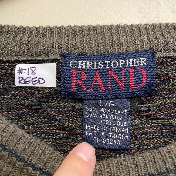 Christopher Rand Sweater Men's Large Wool Blend - Picture 2 of 4